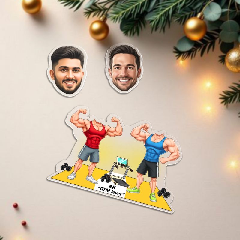 Personalized Gym Lover Bobblehead Caricature Solar Powered with Shaking Head Feature, Fitness Theme Desk Decor | Gift for Gym Lover Brother & Friends | Car Dashboard